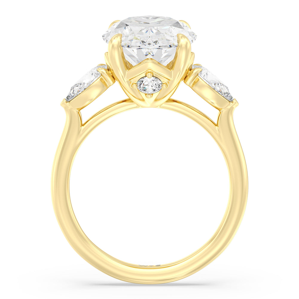 Oval Cut Opulent Classic Pear Trio Ring with Lab Grown Diamond in 14KT Yellow Gold view 2
