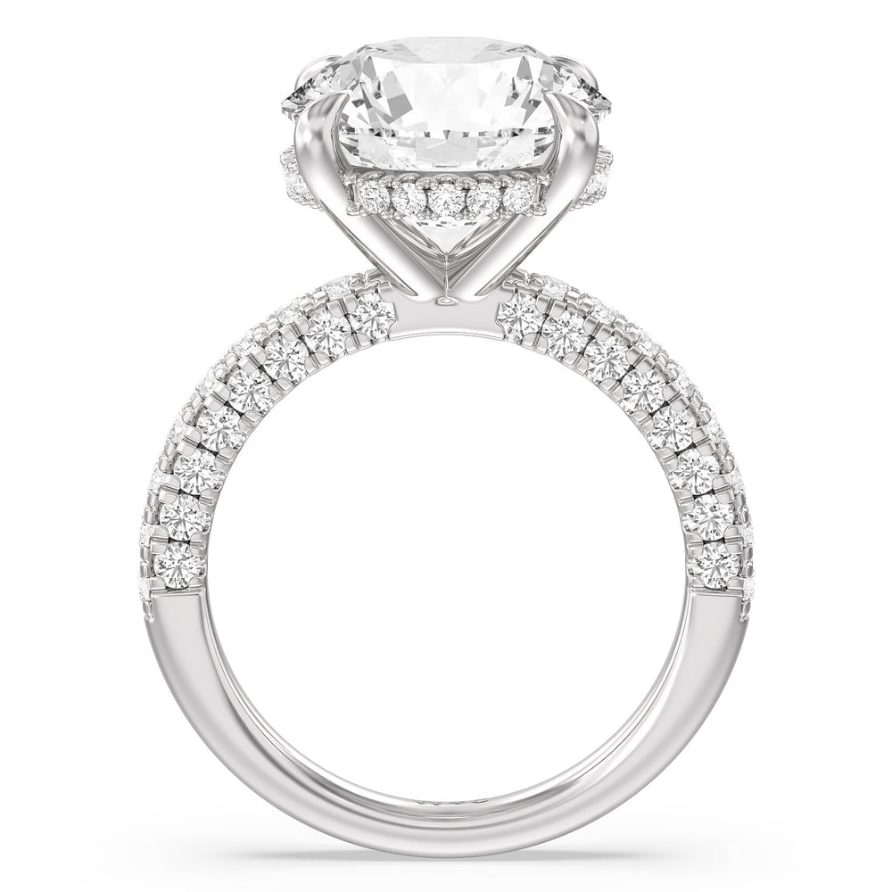 Stately Pave Side Stone Ring with Round Cut Diamond in 14KT Platinum view 2
