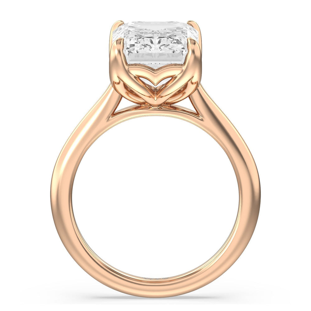 Famed Tulip Cathedral Ring with Emerald Cut Diamond in 14KT Rose Gold view 5
