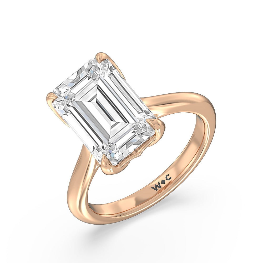 Famed Tulip Cathedral Ring with Emerald Cut Diamond in 14KT Rose Gold view 6
