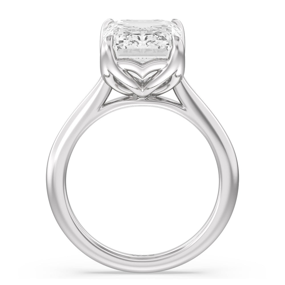 Famed Tulip Cathedral Ring with Emerald Cut Diamond in 14KT Platinum view 5
