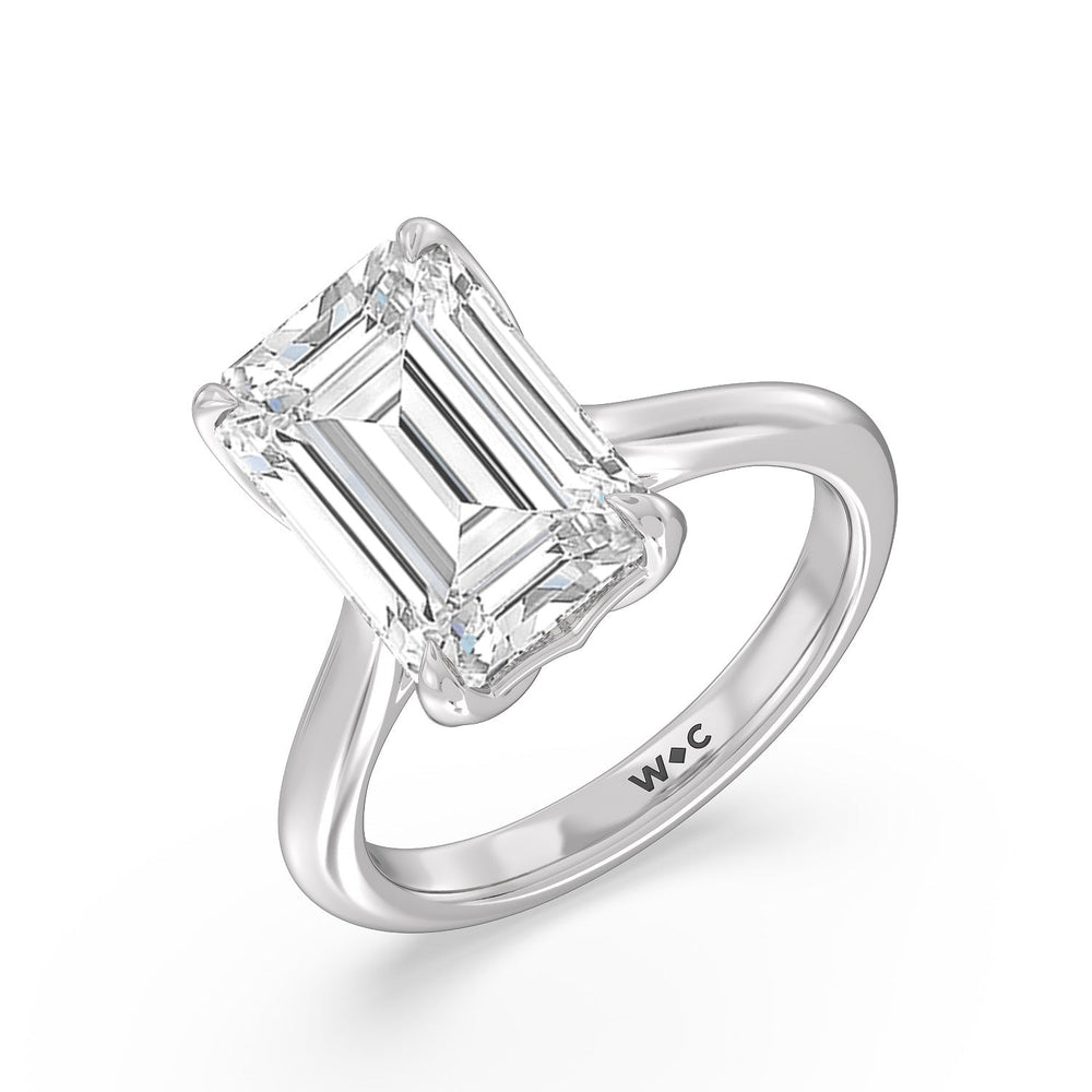 Famed Tulip Cathedral Ring with Emerald Cut Diamond in 14KT Platinum view 6
