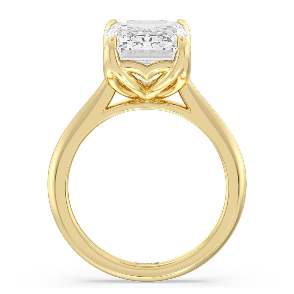 Famed Tulip Cathedral Ring with Emerald Cut Diamond in 14KT Yellow Gold view 5
