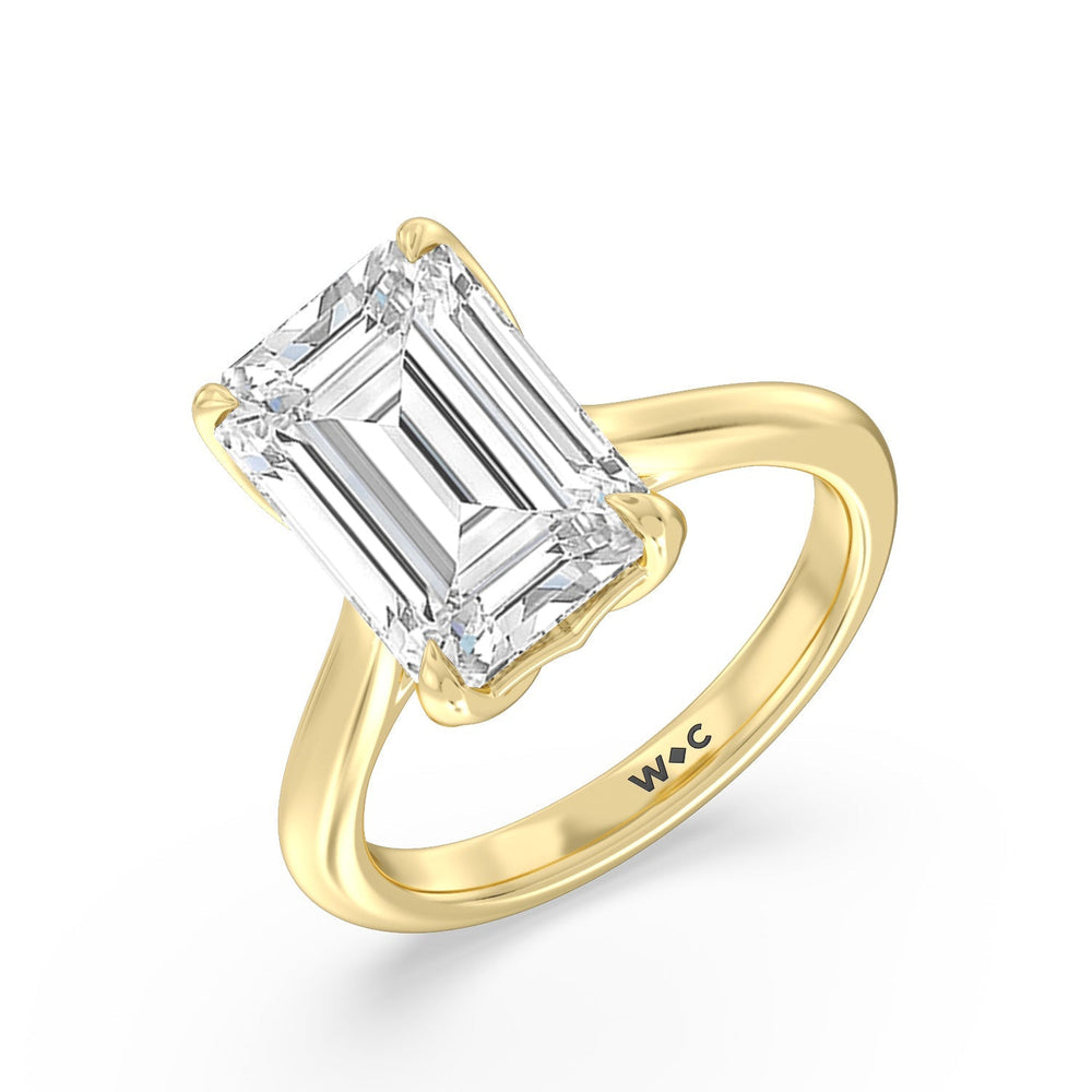 Famed Tulip Cathedral Ring with Emerald Cut Diamond in 14KT Yellow Gold view 6

