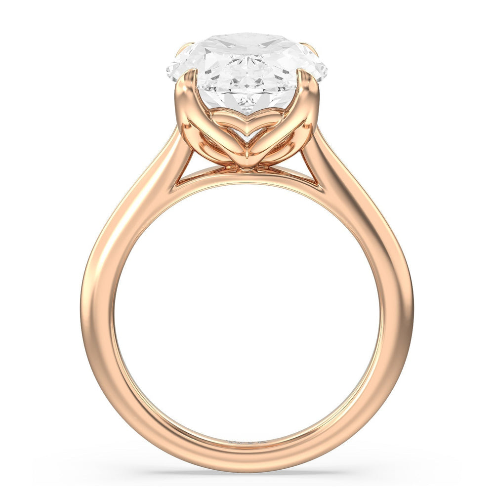Famed Tulip Cathedral Ring with Oval Cut Diamond in 14KT Rose Gold view 5
