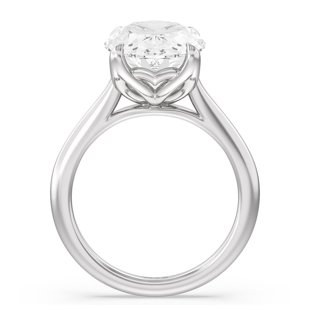 Famed Tulip Cathedral Ring with Oval Cut Diamond in 14KT Platinum view 5

