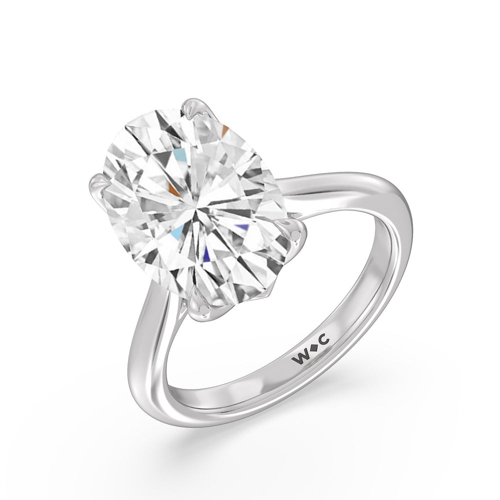 Famed Tulip Cathedral Ring with Oval Cut Diamond in 14KT Platinum view 6
