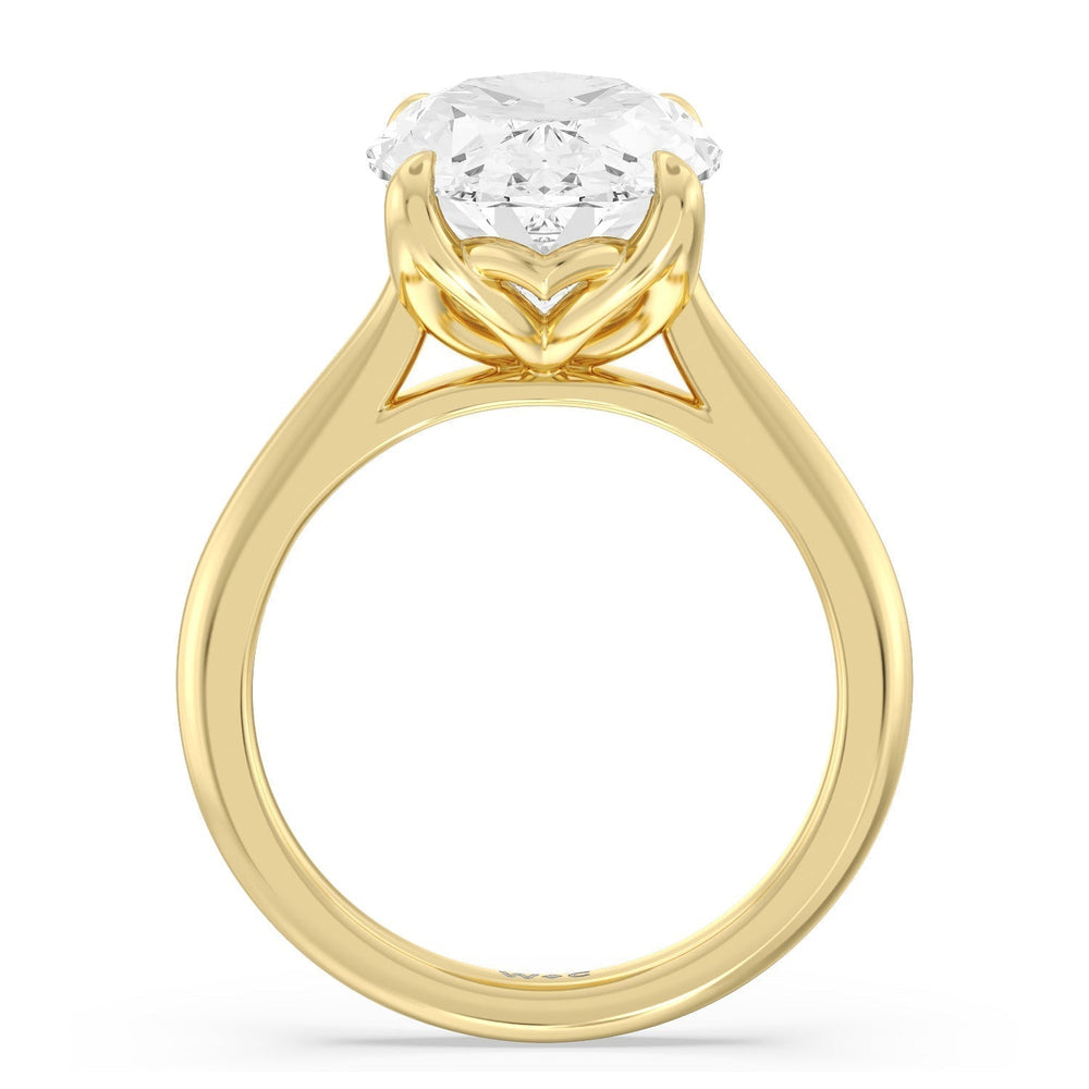 Famed Tulip Cathedral Ring with Oval Cut Diamond in 14KT Yellow Gold view 5
