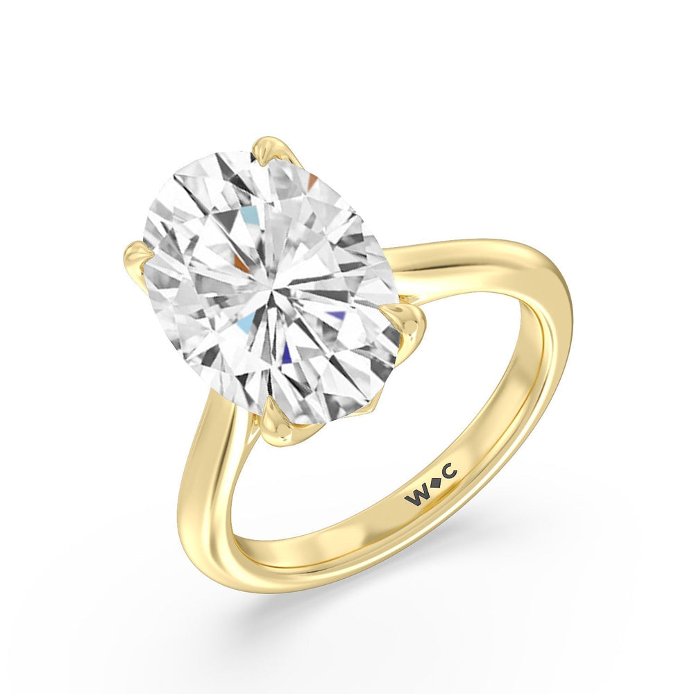 Famed Tulip Cathedral Ring with Oval Cut Diamond in 14KT Yellow Gold view 6
