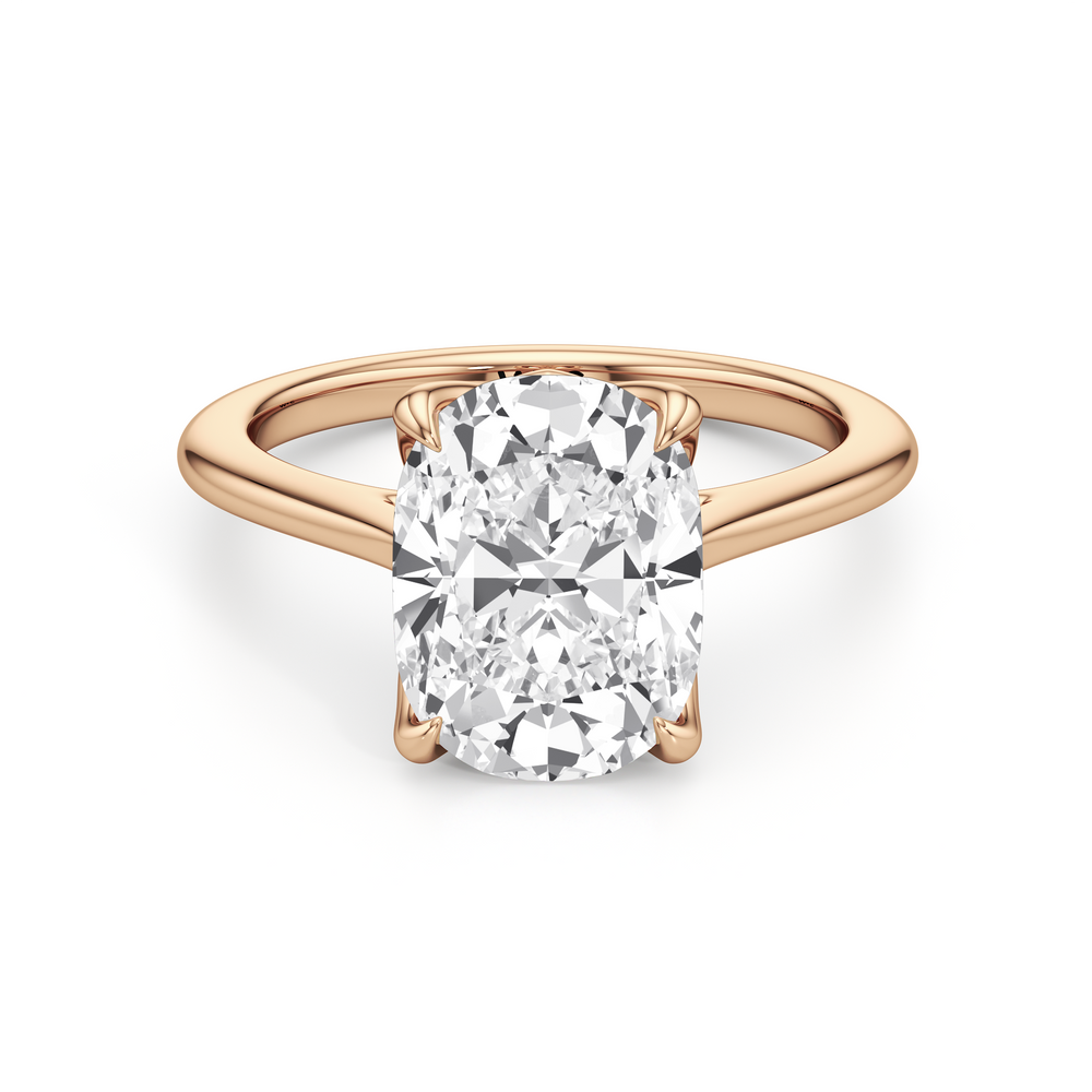 Antique Cushion Cut Famed Tulip Cathedral Ring with Lab Grown Diamond in 14KT Rose Gold view 1
