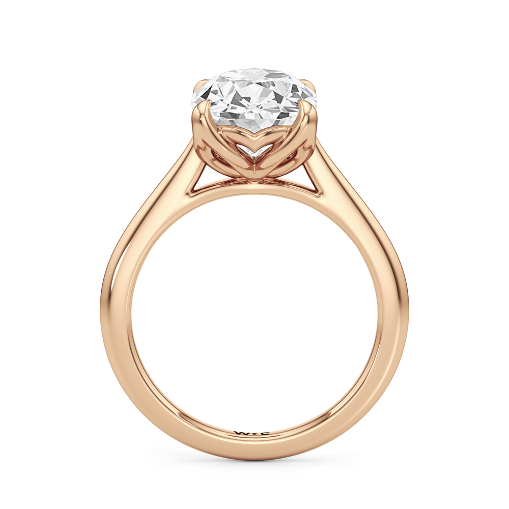 Antique Cushion Cut Famed Tulip Cathedral Ring with Lab Grown Diamond in 14KT Rose Gold view 4
