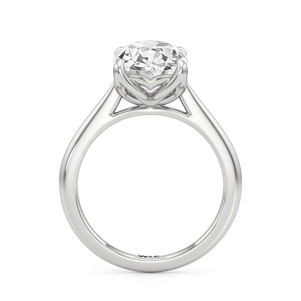 Antique Cushion Cut Famed Tulip Cathedral Ring with Lab Grown Diamond in 14KT Platinum view 4
