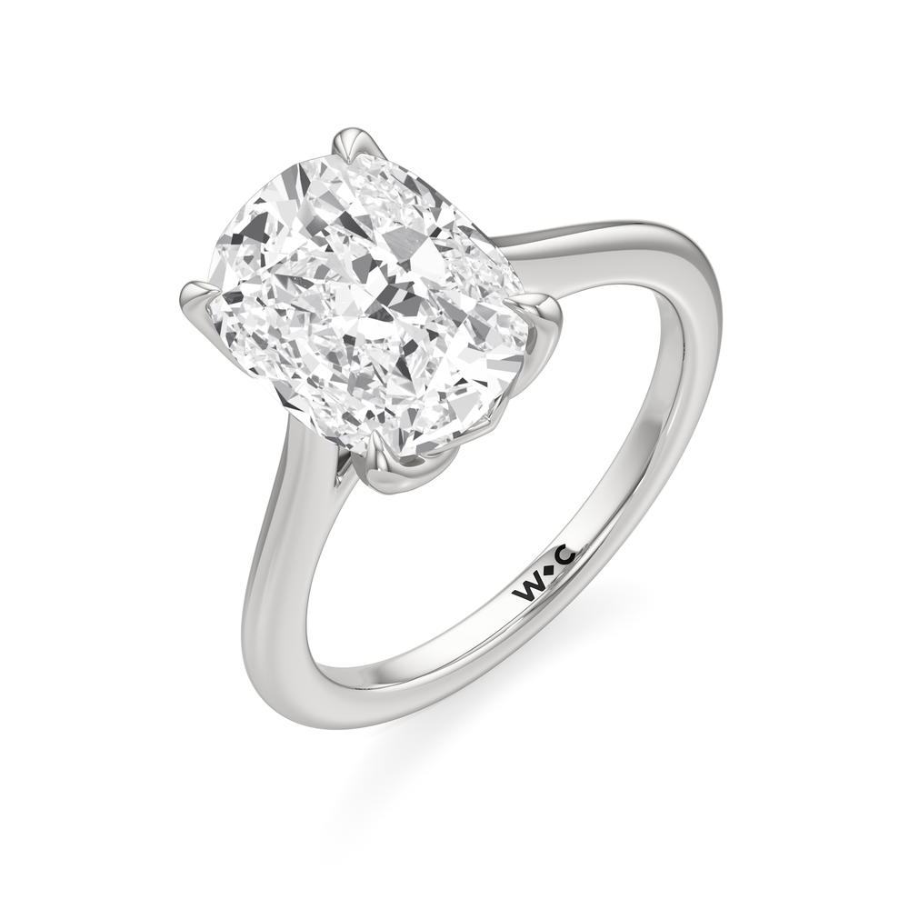 Antique Cushion Cut Famed Tulip Cathedral Ring with Lab Grown Diamond in 14KT Platinum view 5
