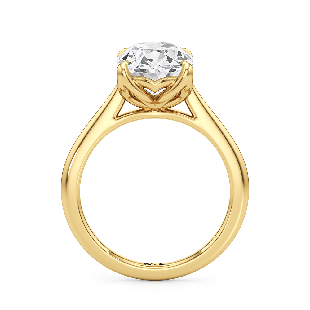 Antique Cushion Cut Famed Tulip Cathedral Ring with Lab Grown Diamond in 14KT Yellow Gold view 4
