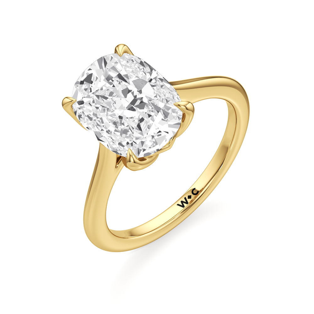 Antique Cushion Cut Famed Tulip Cathedral Ring with Lab Grown Diamond in 14KT Yellow Gold view 5
