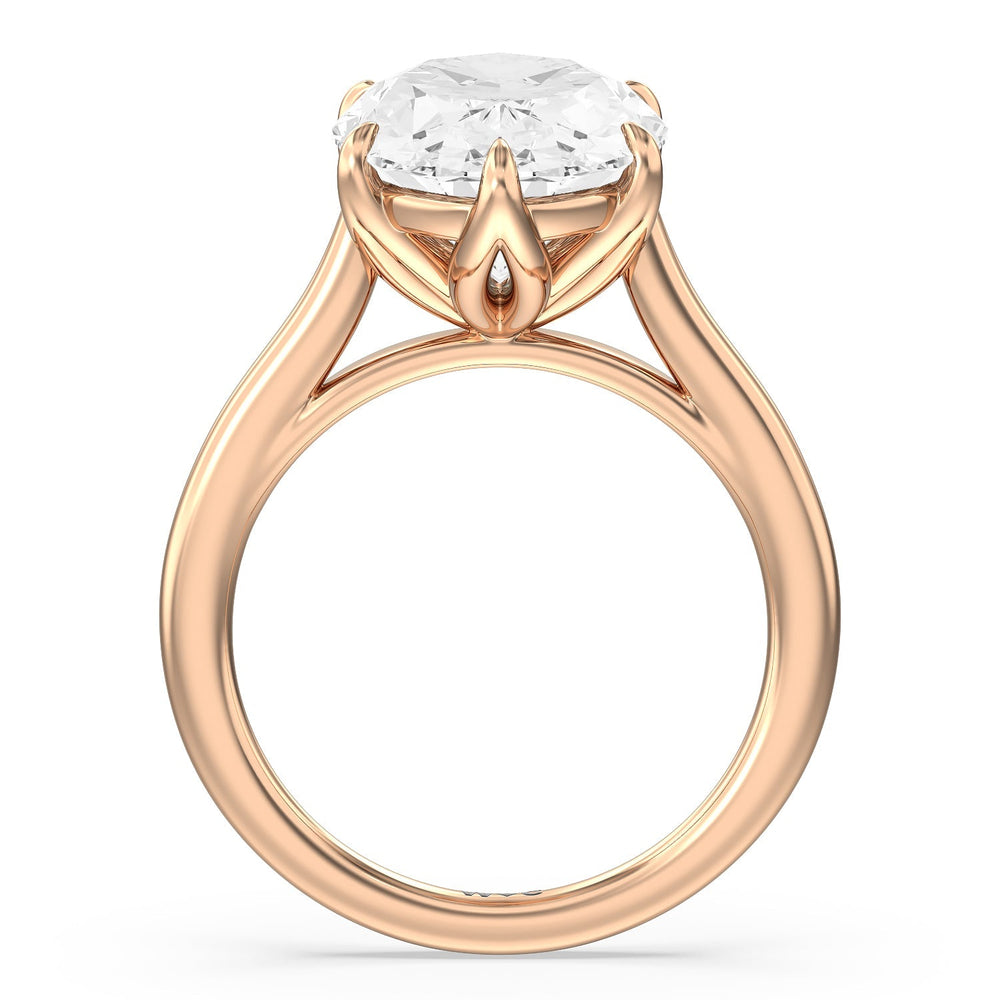 Oval Cut Prominent Tulip Solitaire Ring with Lab Grown Diamond in 14KT Rose Gold view 2
