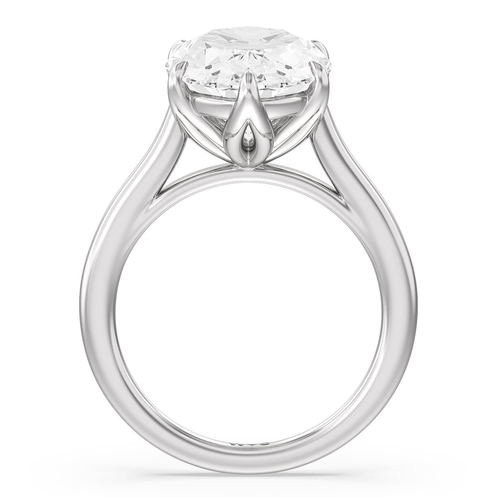Oval Cut Prominent Tulip Solitaire Ring with Lab Grown Diamond in 14KT Platinum view 2
