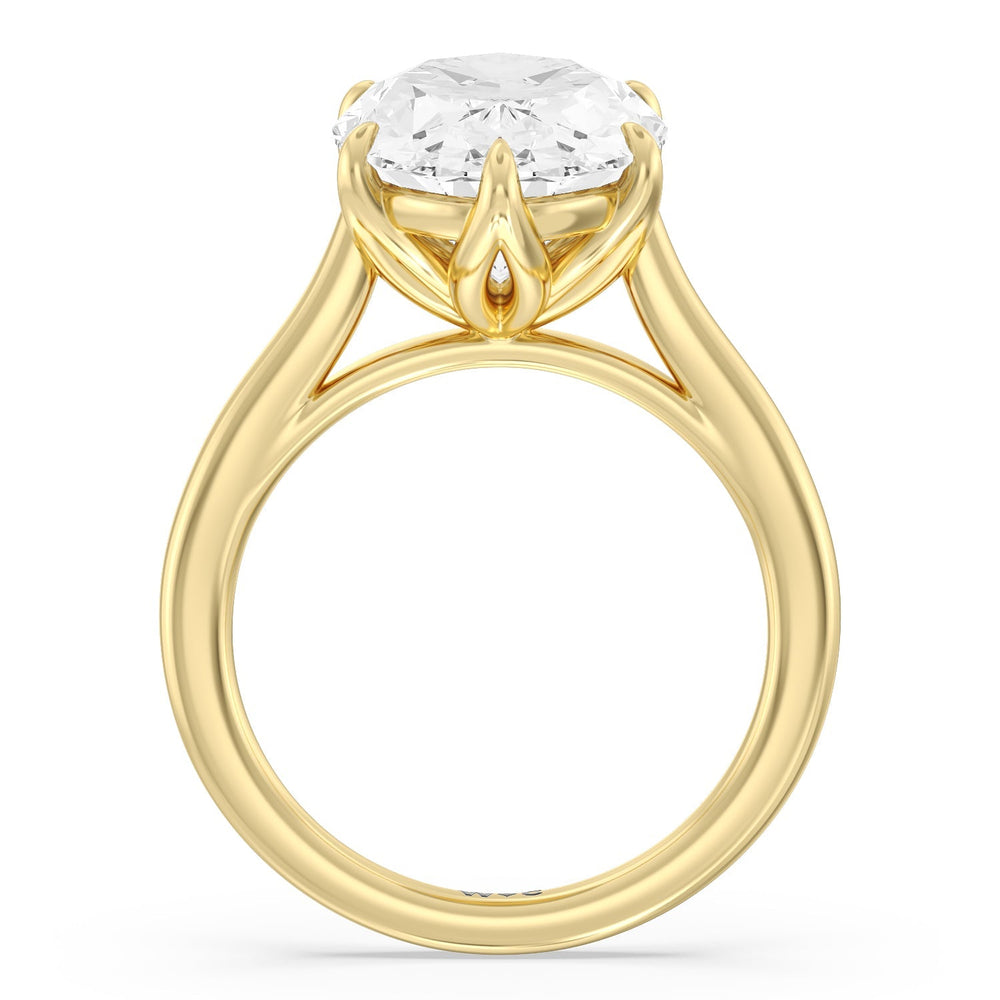 Oval Cut Prominent Tulip Solitaire Ring with Lab Grown Diamond in 14KT Yellow Gold view 2
