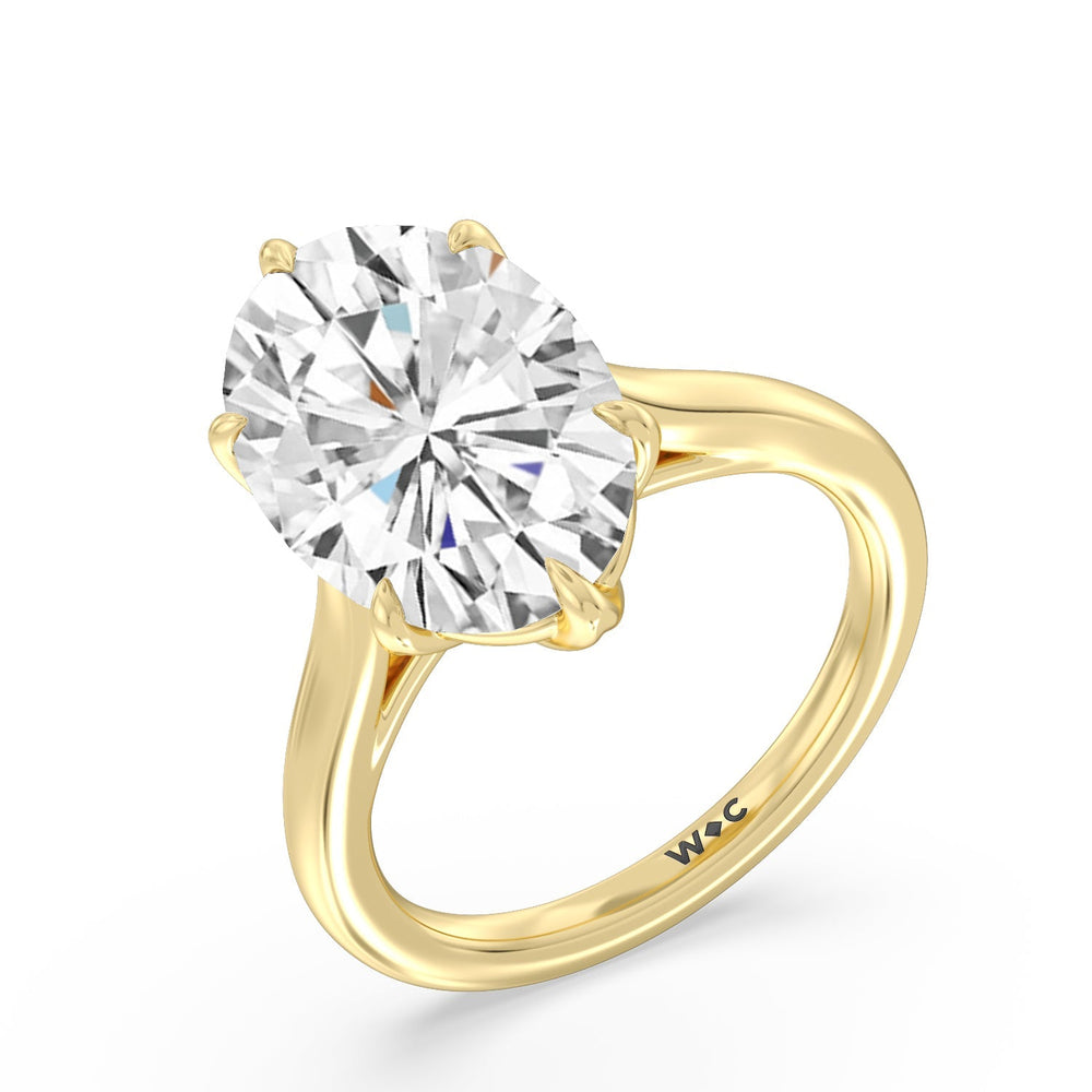 Oval Cut Prominent Tulip Solitaire Ring with Lab Grown Diamond in 14KT Yellow Gold view 3
