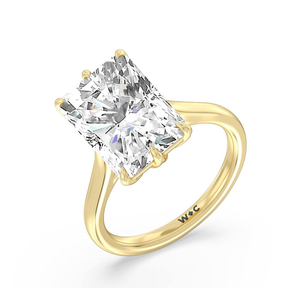 Radiant Cut Prominent Tulip Solitaire Ring with Lab Grown Diamond in 14KT Yellow Gold view 3
