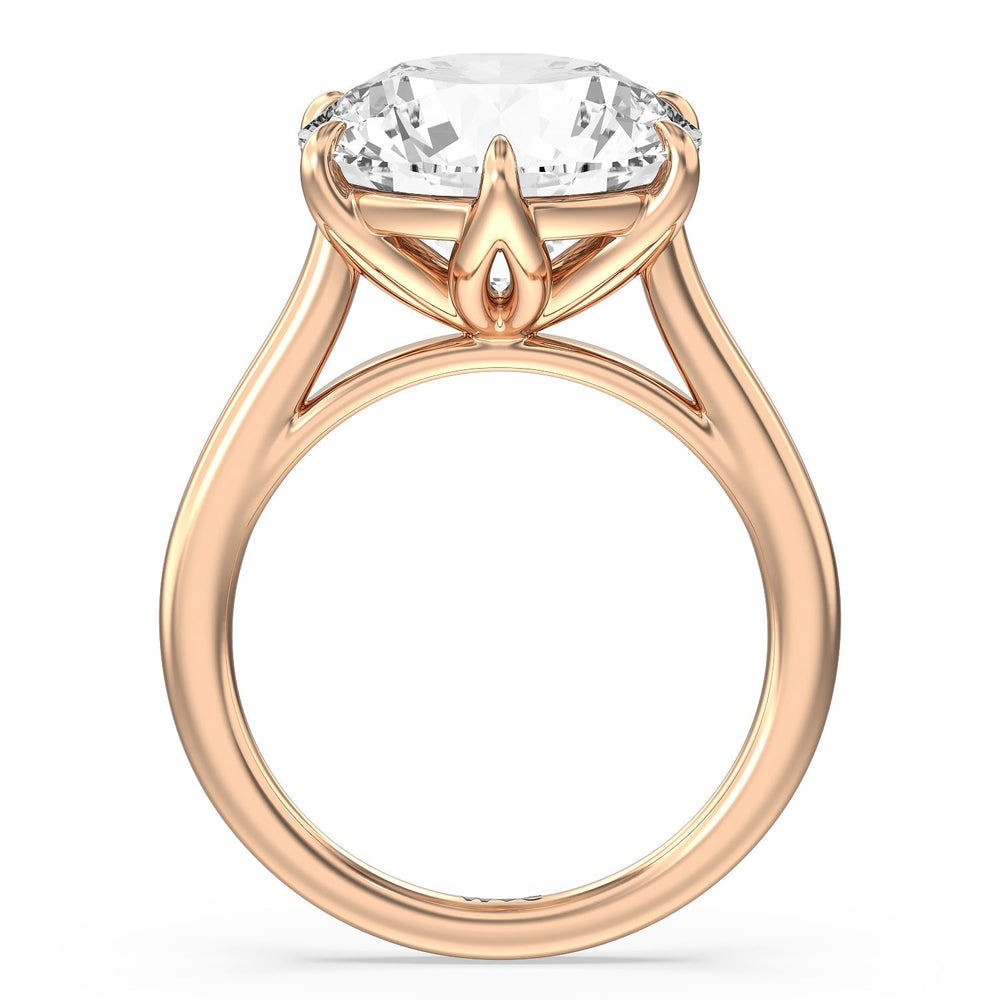Round Cut Prominent Tulip Solitaire Ring with Lab Grown Diamond in 14KT Rose Gold view 2
