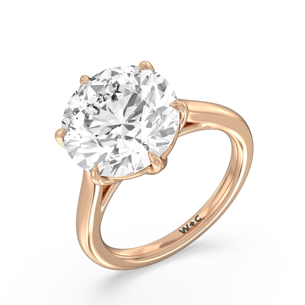 Round Cut Prominent Tulip Solitaire Ring with Lab Grown Diamond in 14KT Rose Gold view 3
