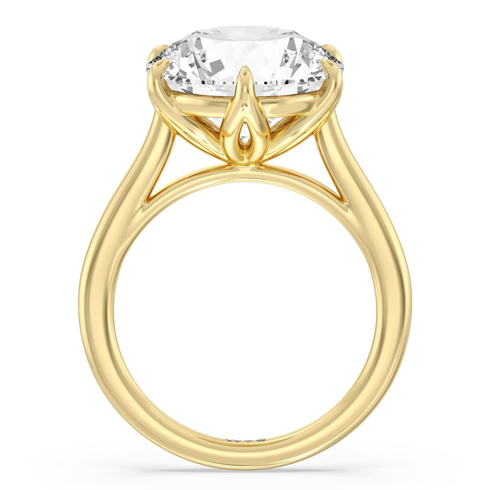 Round Cut Prominent Tulip Solitaire Ring with Lab Grown Diamond in 14KT Yellow Gold view 2
