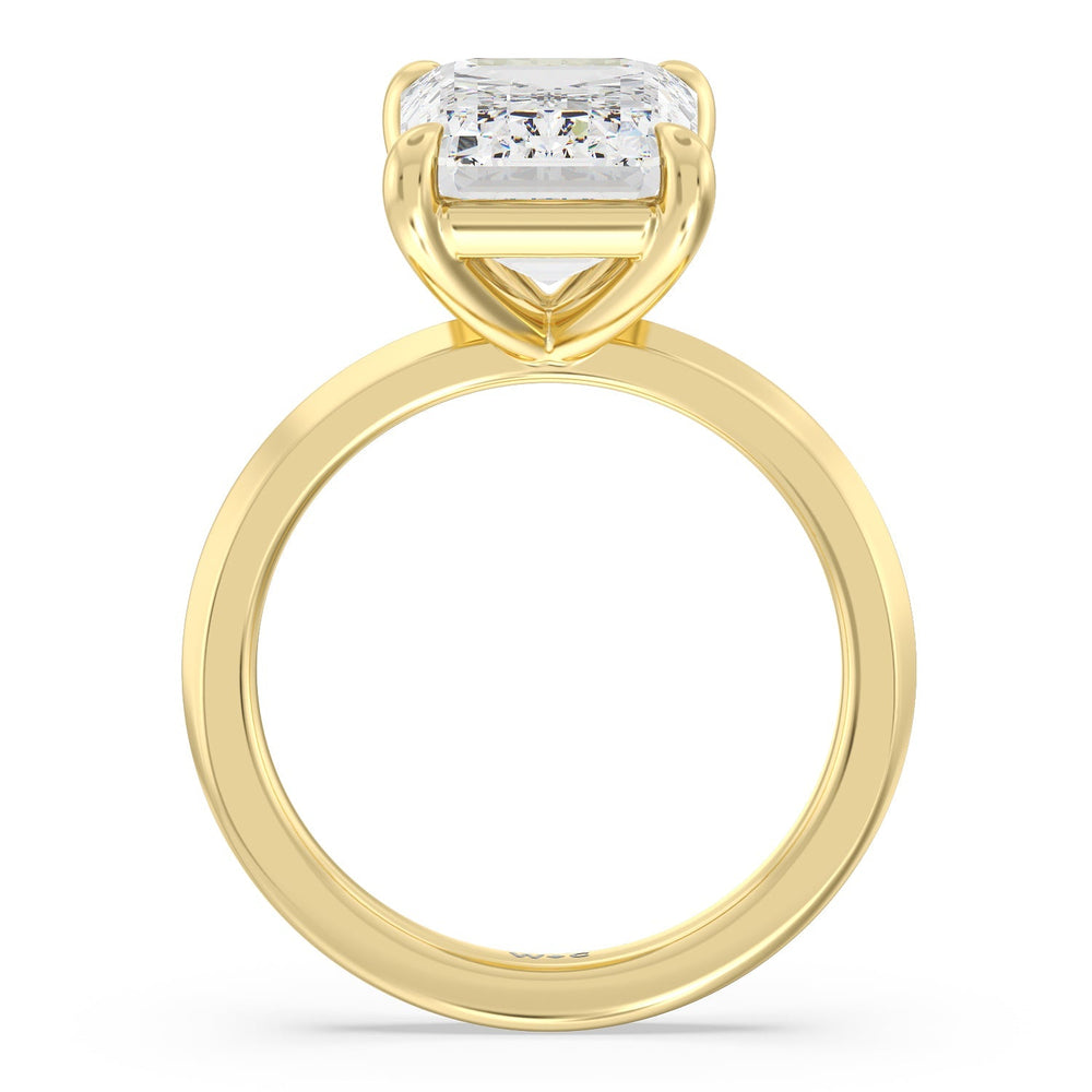 Emerald Cut Lavish Classic Knife Edge Solitaire Ring with Lab Grown Diamond in 14KT Yellow Gold view 2
