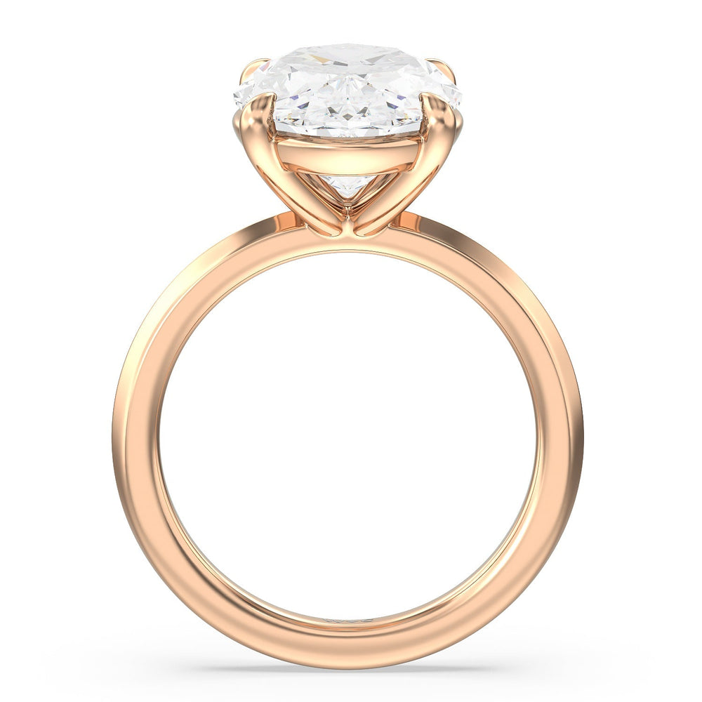 Oval Cut Lavish Classic Knife Edge Solitaire Ring with Lab Grown Diamond in 14KT Rose Gold view 2
