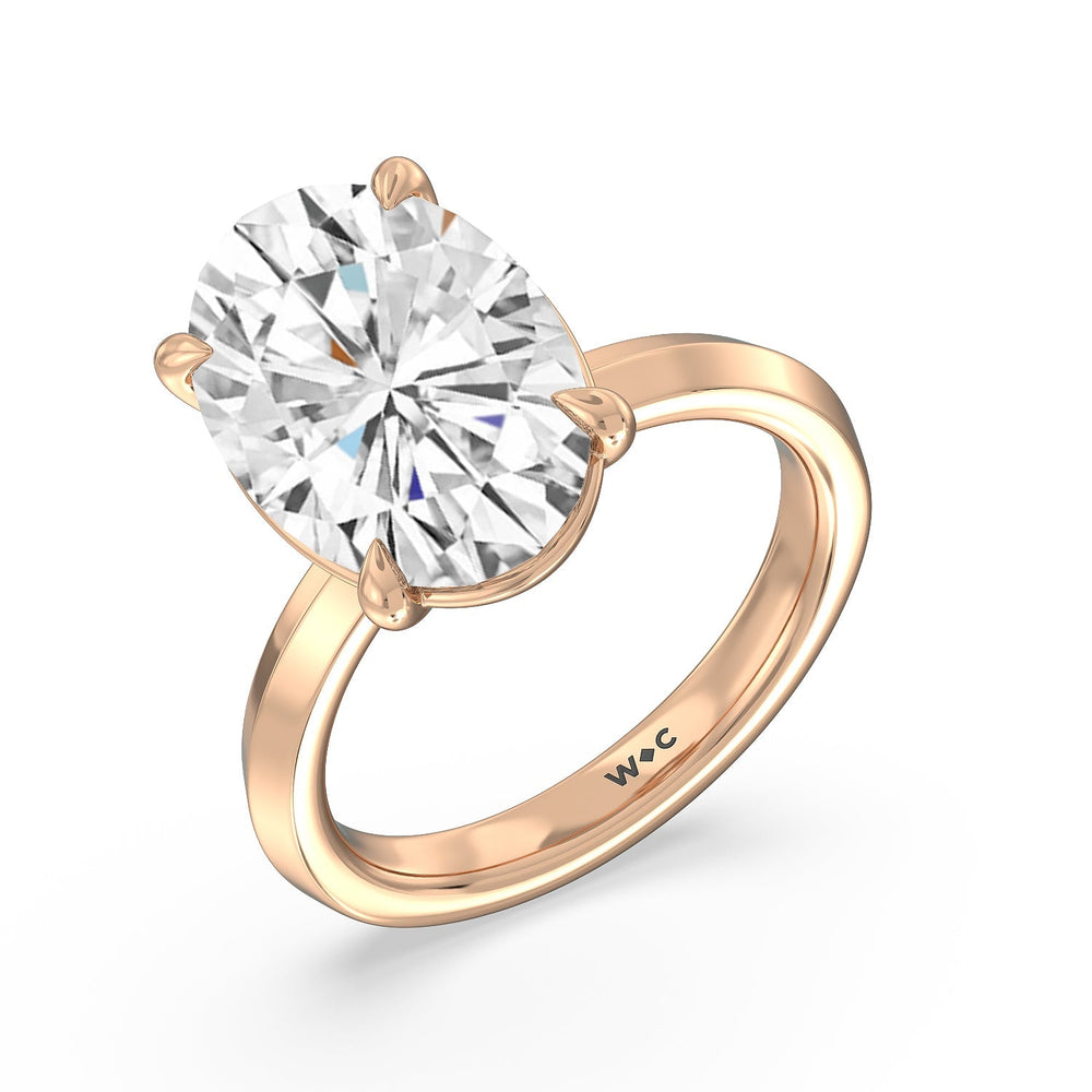 Oval Cut Lavish Classic Knife Edge Solitaire Ring with Lab Grown Diamond in 14KT Rose Gold view 3
