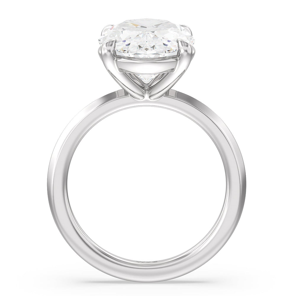 Oval Cut Lavish Classic Knife Edge Solitaire Ring with Lab Grown Diamond in 14KT Platinum view 3
