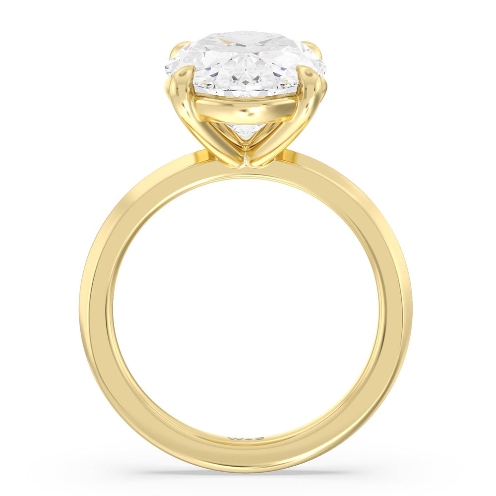 Oval Cut Lavish Classic Knife Edge Solitaire Ring with Lab Grown Diamond in 14KT Yellow Gold view 2
