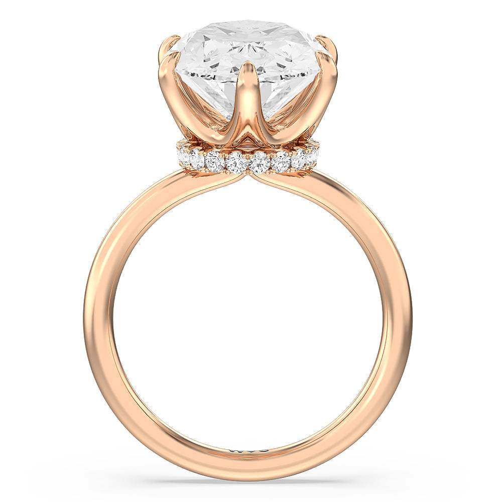 Oval Cut Elevated Hidden Halo Ring with Lab Grown Diamond in 14KT Rose Gold view 2
