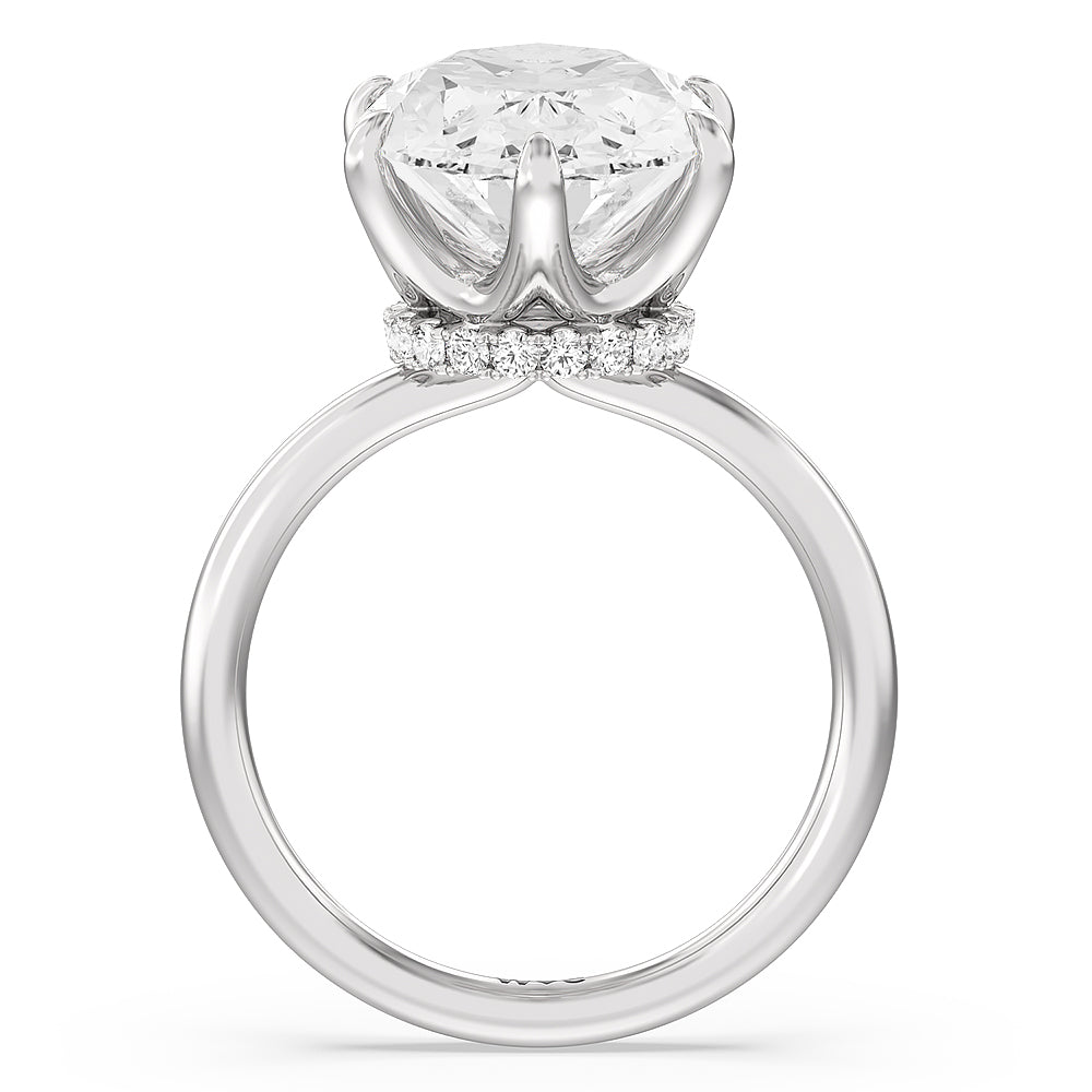 Oval Cut Elevated Hidden Halo Ring with Lab Grown Diamond in 14KT Platinum view 2
