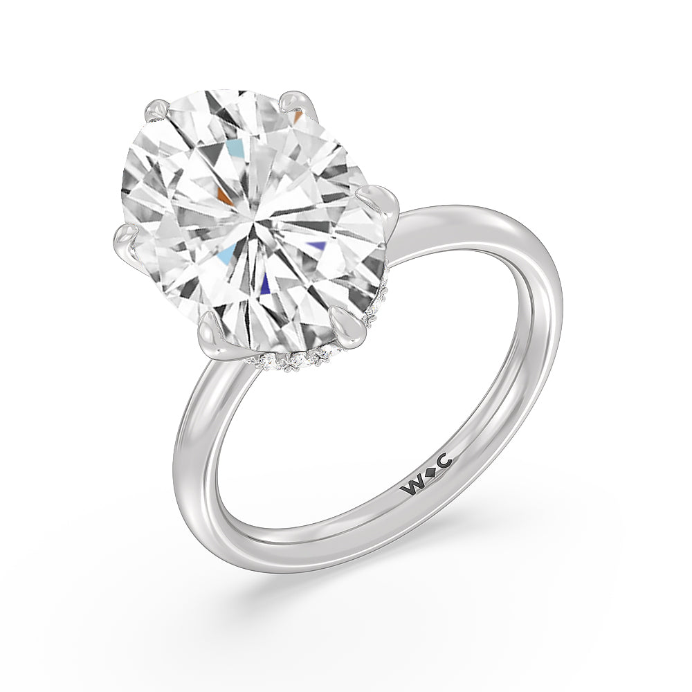 Oval Cut Elevated Hidden Halo Ring with Lab Grown Diamond in 14KT Platinum view 3

