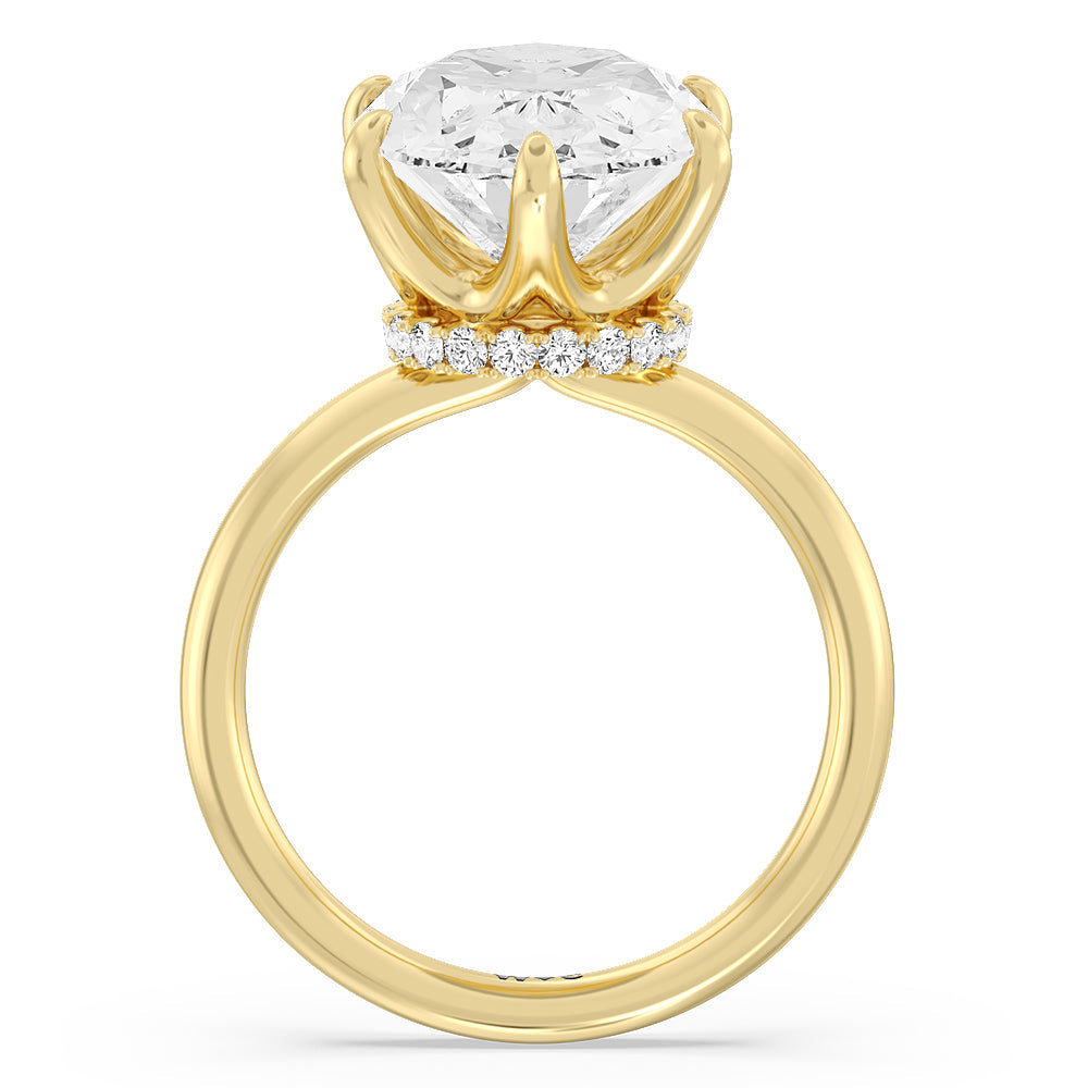 Oval Cut Elevated Hidden Halo Ring with Lab Grown Diamond in 14KT Yellow Gold view 2
