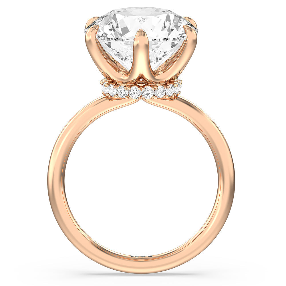 Round Cut Elevated Hidden Halo Ring with Lab Grown Diamond in 14KT Rose Gold view 2

