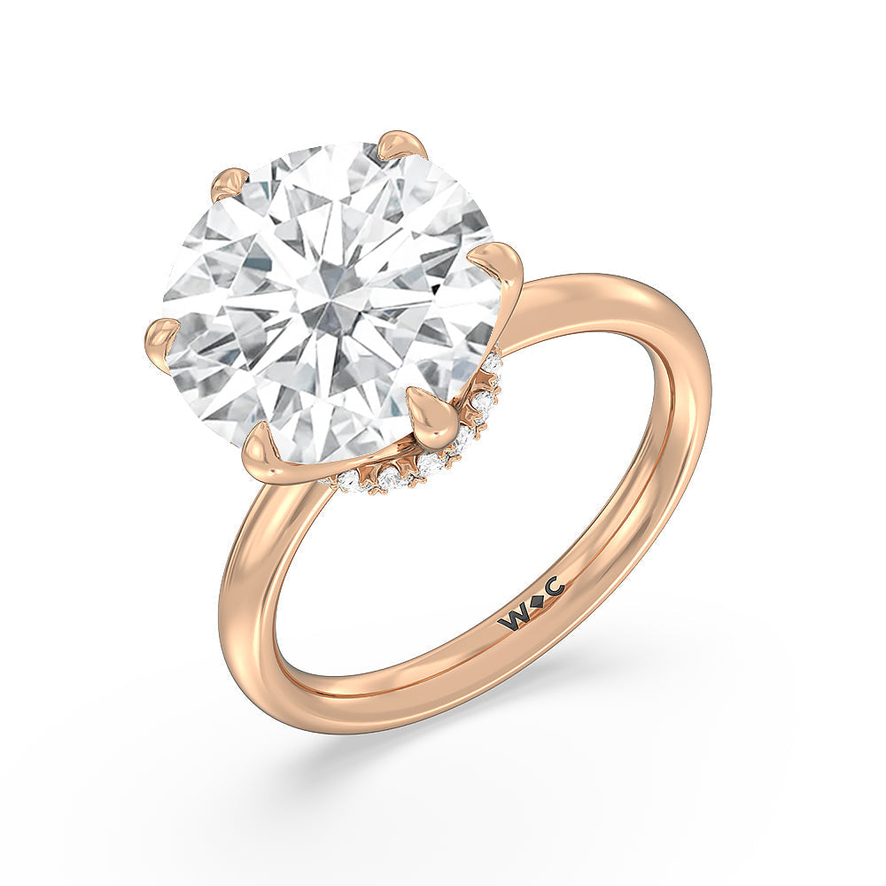 Round Cut Elevated Hidden Halo Ring with Lab Grown Diamond in 14KT Rose Gold view 3
