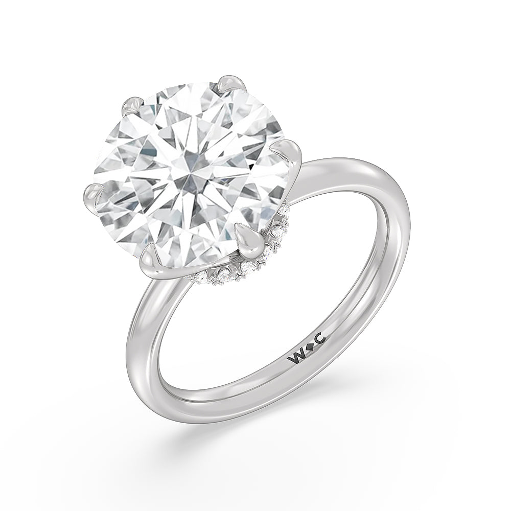 Round Cut Elevated Hidden Halo Ring with Lab Grown Diamond in 14KT Platinum view 3
