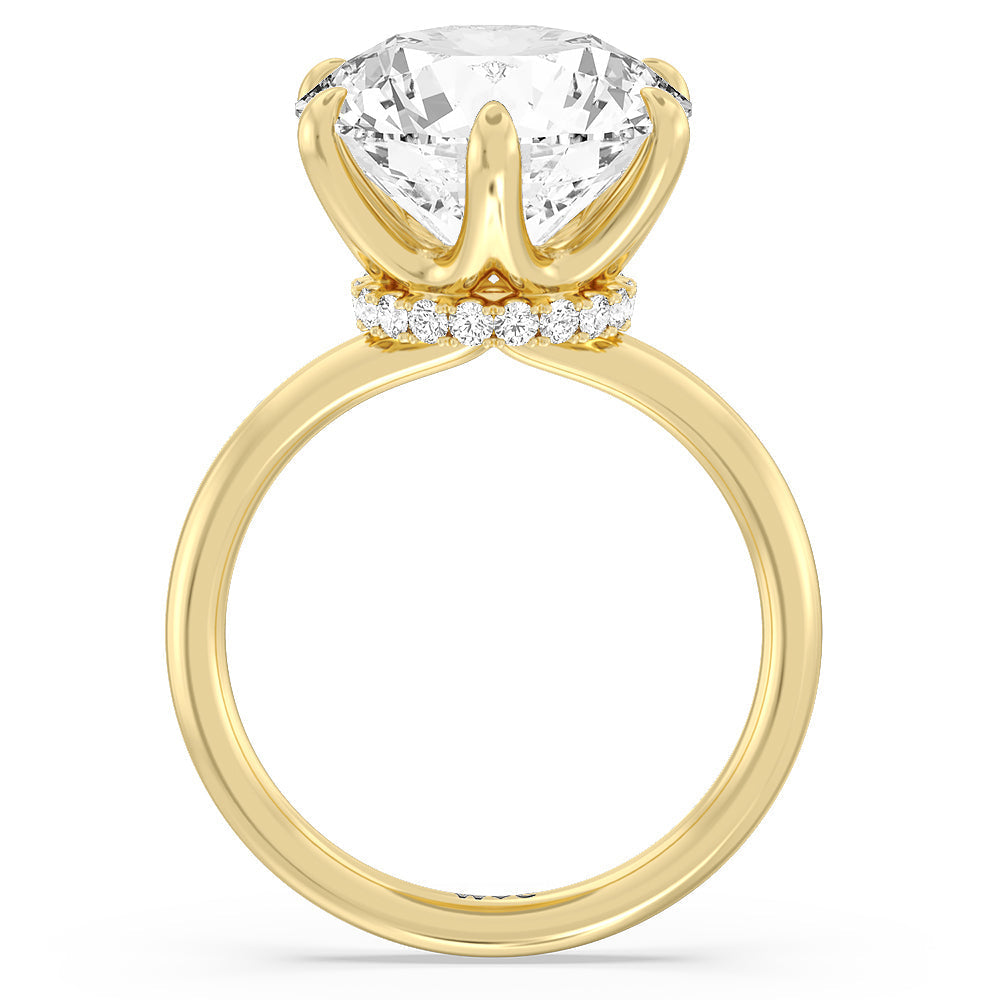Round Cut Elevated Hidden Halo Ring with Lab Grown Diamond in 14KT Yellow Gold view 2
