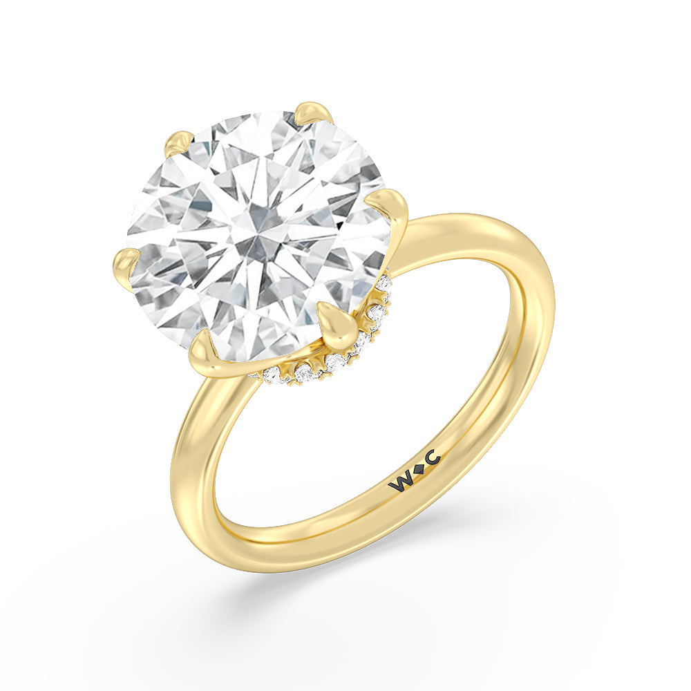 Round Cut Elevated Hidden Halo Ring with Lab Grown Diamond in 14KT Yellow Gold view 3
