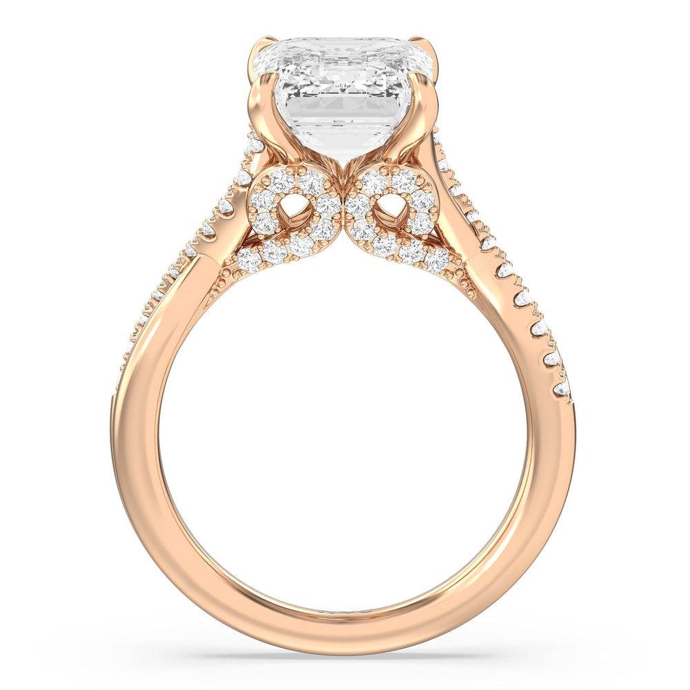 Imperial Vintage Twist Ring with Emerald Cut Diamond in 14KT Rose Gold view 2
