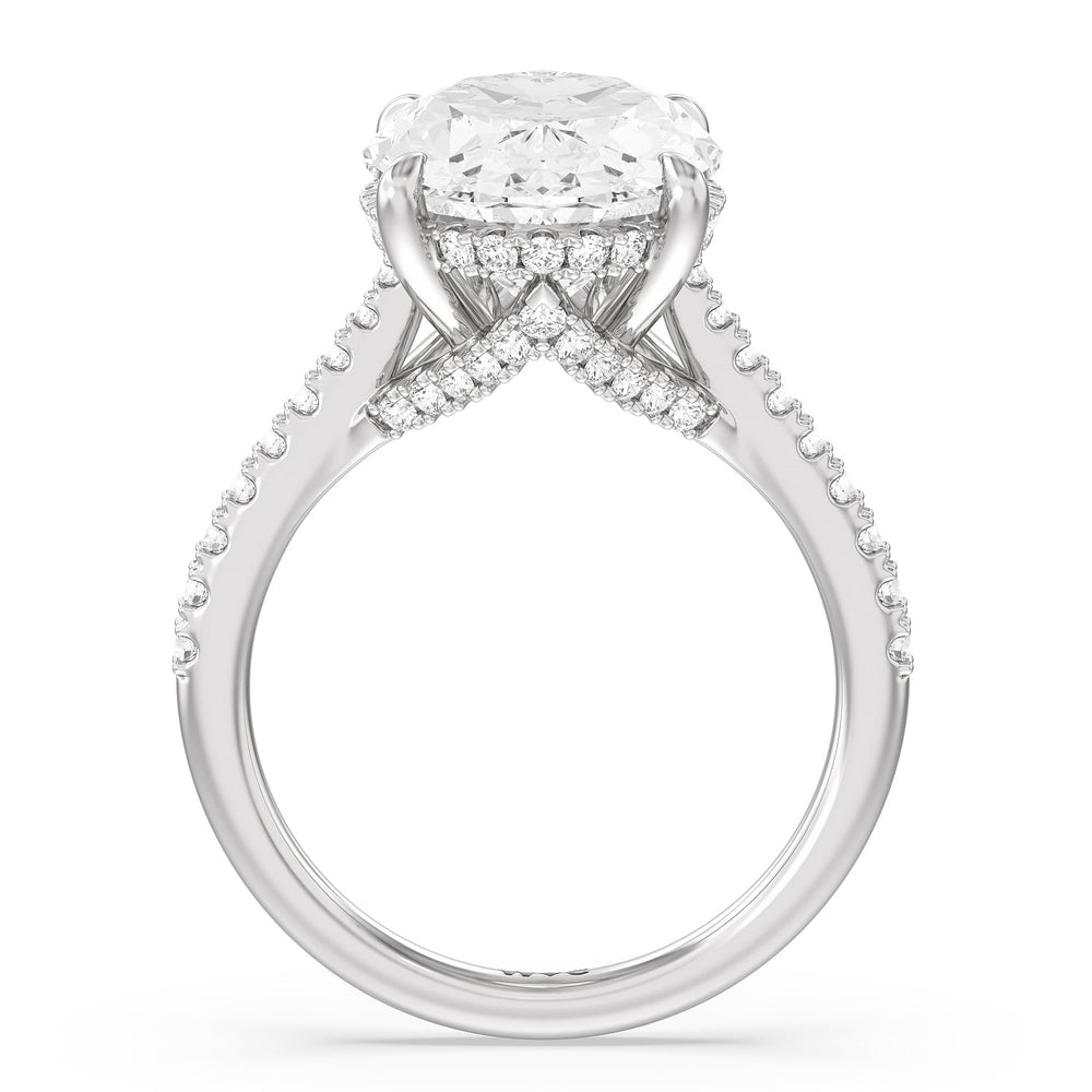 Oval Cut Posh Hidden Halo Ring with Lab Grown Diamond in 14KT Platinum view 2
