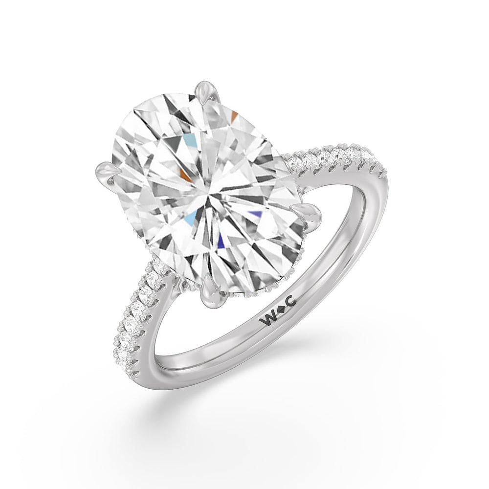 Oval Cut Posh Hidden Halo Ring with Lab Grown Diamond in 14KT Platinum view 3
