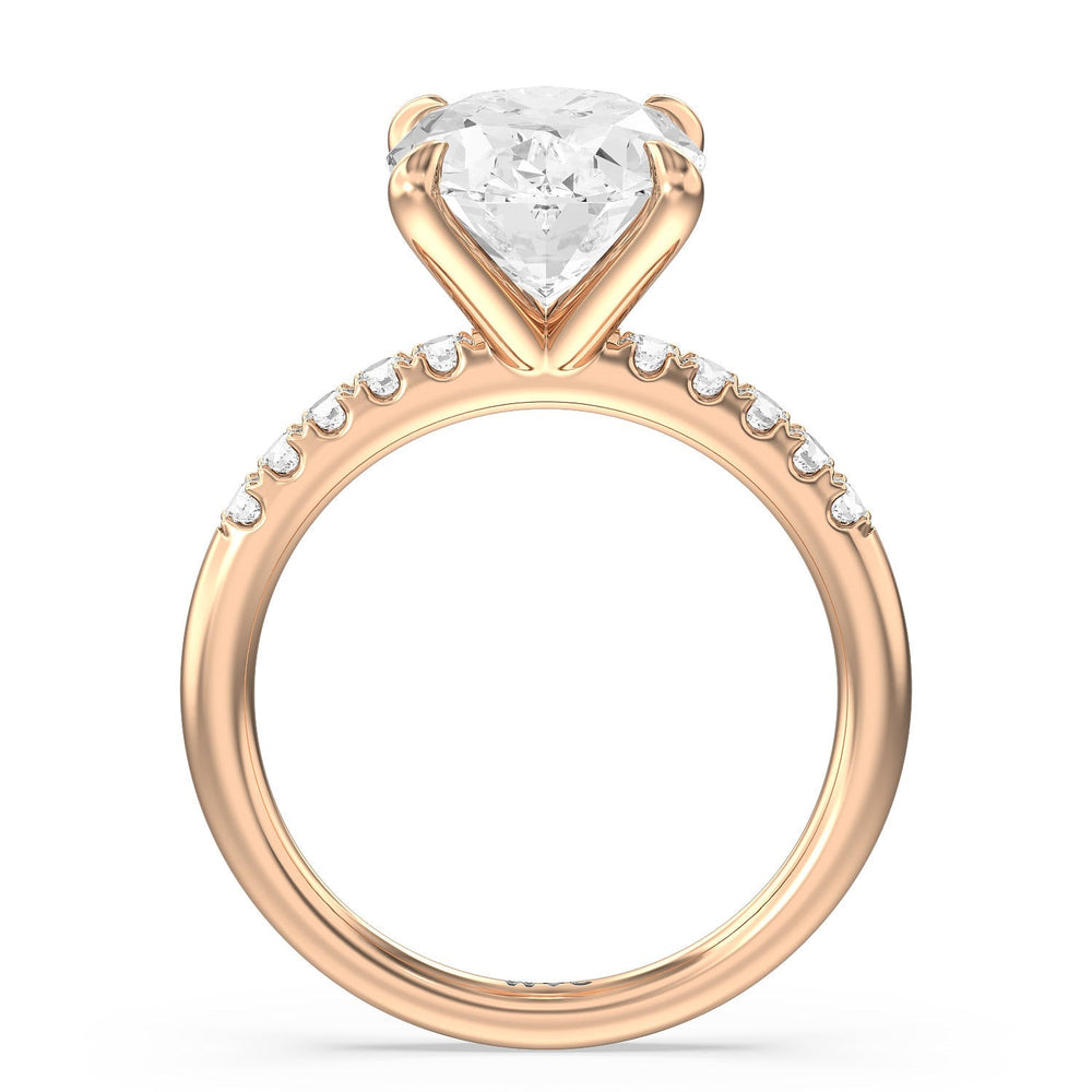 Oval Cut Lustrous Traditonal Pave Ring with Lab Grown Diamond in 14KT Rose Gold view 2
