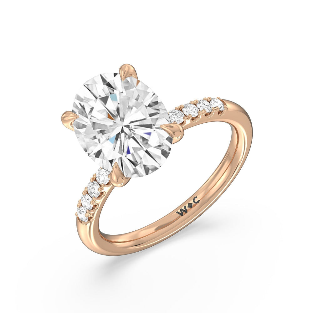 Oval Cut Lustrous Traditonal Pave Ring with Lab Grown Diamond in 14KT Rose Gold view 3
