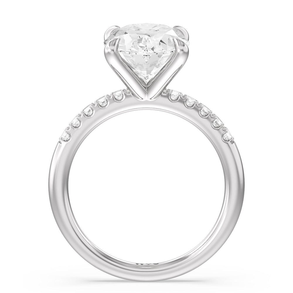 Oval Cut Lustrous Traditonal Pave Ring with Lab Grown Diamond in 14KT Platinum view 2
