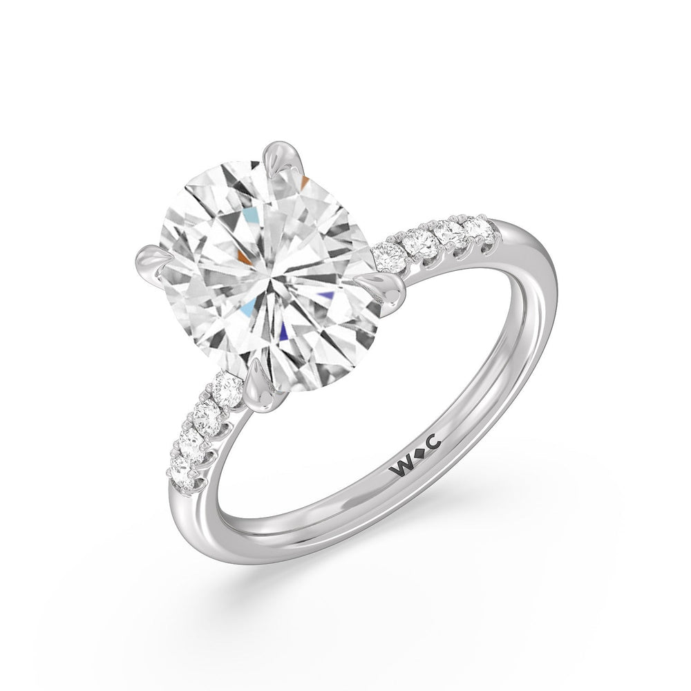 Oval Cut Lustrous Traditonal Pave Ring with Lab Grown Diamond in 14KT Platinum view 3
