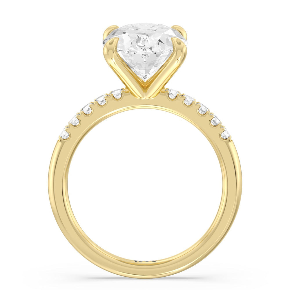 Oval Cut Lustrous Traditonal Pave Ring with Lab Grown Diamond in 14KT Yellow Gold view 2
