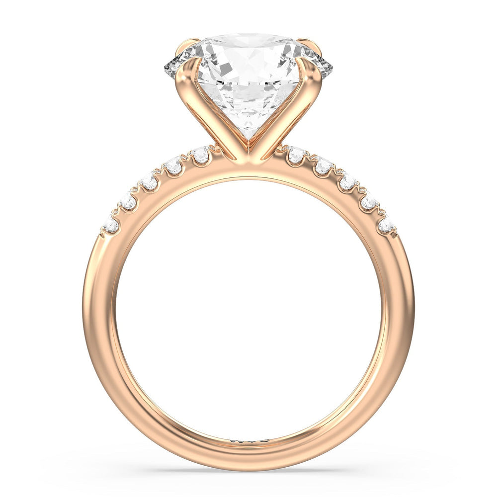 Round Cut Lustrous Traditonal Pave Ring with Lab Grown Diamond in 14KT Rose Gold view 2
